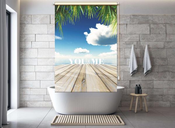 You and Me Duschrollo - Duschvorhang Rollo Deckenmontage